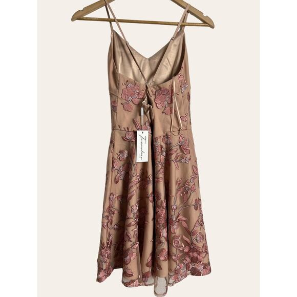 Two Sisters Pink Floral A-Line Embroidered Strappy Sleeveless Mini Dress Size 6 - Picture 9 of 11